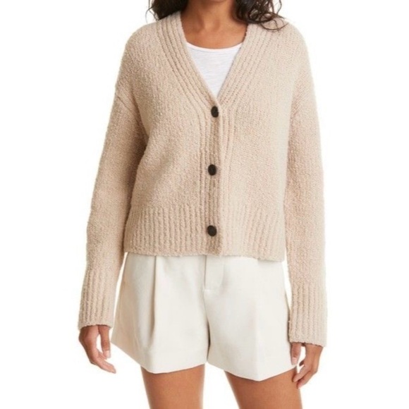 VINCE Slub Wool Blend Cardigan in Burlap Size Small - Picture 1 of 12